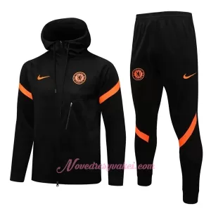 Chelsea FC Black Orange Version Tréninkový Bunda Kapucí Soupravy 2022-23