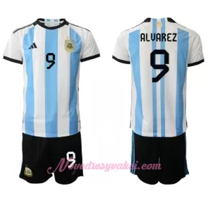 Fotbalové Dresy Argentina Julián Álvarez 9 Dětské Domácí MS 2022