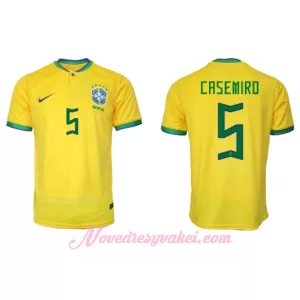Fotbalové Dresy Brazílie Casemiro 5 Domácí MS 2022 Fotbalové Dresy Brazílie Casemiro 5 Domácí MS 2022