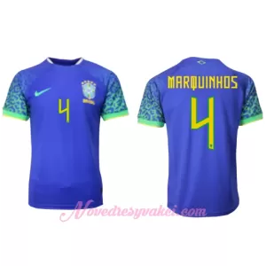 Fotbalové Dresy Brazílie Marquinhos 4 Venkovní MS 2022 Fotbalové Dresy Brazílie Marquinhos 4 Venkovní MS 2022