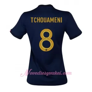 Fotbalové Dresy Francie Aurélien Tchouaméni 8 Dámské Domácí MS 2022 Fotbalové Dresy Francie Aurélien Tchouaméni 8 Dámské Domácí MS 2022