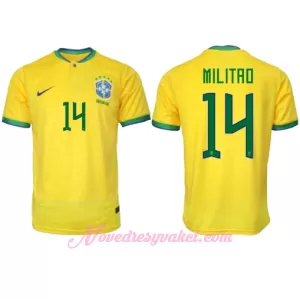Fotbalové Dresy Brazílie Éder Militão 14 Domácí MS 2022 Fotbalové Dresy Brazílie Éder Militão 14 Domácí MS 2022