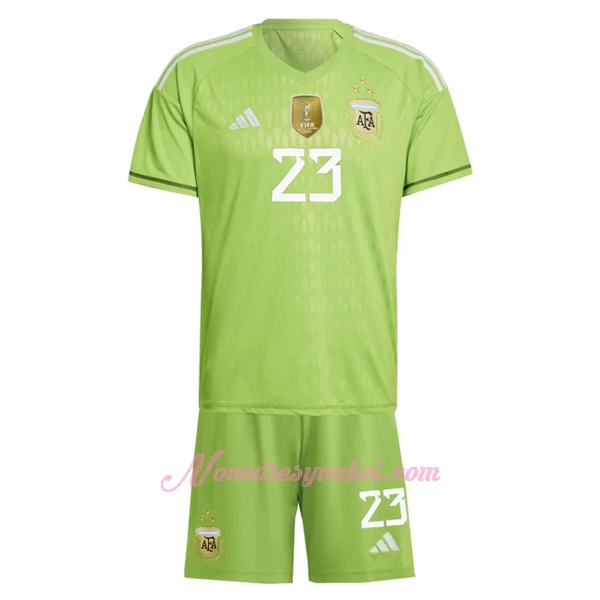 Brankářské Fotbalové Dresy Argentina Emiliano Martínez 23 Dětské Domácí MS 2022