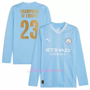 Fotbalové Dresy Manchester City Champions of Europe Domácí 2023-24 Dlouhý Rukáv