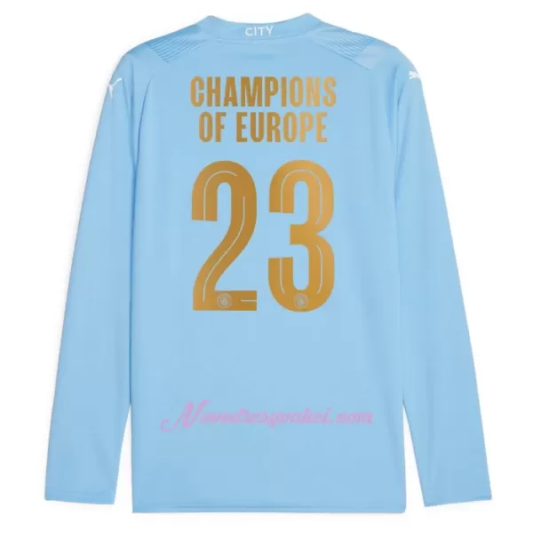 Fotbalové Dresy Manchester City Champions of Europe Domácí 2023-24 Dlouhý Rukáv