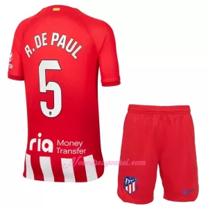 Fotbalové Dresy Atlético Madrid Rodrigo de Paul 5 Dětské Domácí 2023-24 Fotbalové Dresy Atlético Madrid Rodrigo de Paul 5 Dětské Domácí 2023-24