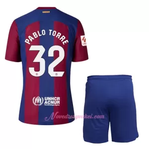 Fotbalové Dresy FC Barcelona Pablo Torre 32 Dětské Domácí 2023-24 Fotbalové Dresy FC Barcelona Pablo Torre 32 Dětské Domácí 2023-24