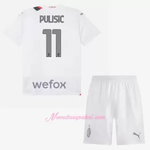 Fotbalové Dresy AC Milán Christian Pulišić 11 Dětské Venkovní 2023-24 Fotbalové Dresy AC Milán Christian Pulišić 11 Dětské Venkovní 2023-24