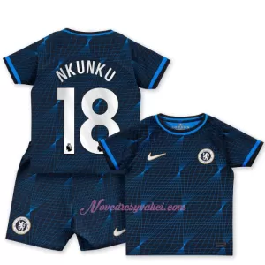 Fotbalové Dresy Chelsea FC Christopher Nkunku 18 Dětské Venkovní 2023-24 Fotbalové Dresy Chelsea FC Christopher Nkunku 18 Dětské Venkovní 2023-24
