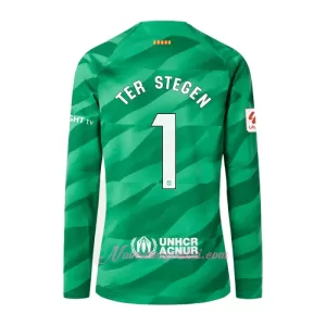 Brankářské Fotbalové Dresy FC Barcelona Marc-André ter Stegen 1 Domácí 2023-24 Dlouhý Rukáv Brankářské Fotbalové Dresy FC Barcelona Marc-André ter Stegen 1 Domácí 2023-24 Dlouhý Rukáv