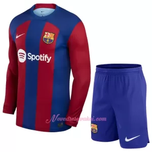 Fotbalové Dresy FC Barcelona Dětské Domácí 2023-24 Dlouhý Rukáv