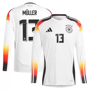 Fotbalové Dresy Německo Thomas Müller 13 Domácí ME 2024 Dlouhý Rukáv Fotbalové Dresy Německo Thomas Müller 13 Domácí ME 2024 Dlouhý Rukáv
