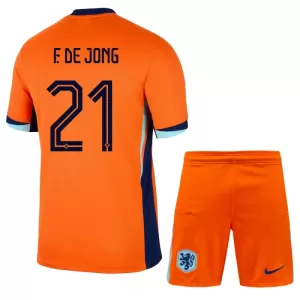Fotbalové Dresy Nizozemsko Frenkie de Jong 21 Dětské Domácí ME 2024 Fotbalové Dresy Nizozemsko Frenkie de Jong 21 Dětské Domácí ME 2024