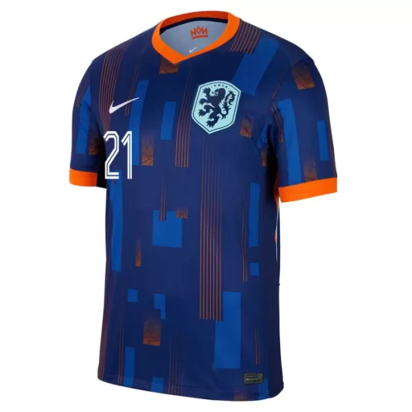 Fotbalové Dresy Nizozemsko Frenkie de Jong 21 Dětské Venkovní ME 2024