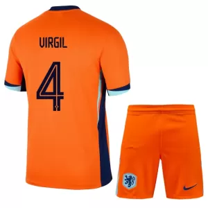 Fotbalové Dresy Nizozemsko Virgil van Dijk 4 Dětské Domácí ME 2024 Fotbalové Dresy Nizozemsko Virgil van Dijk 4 Dětské Domácí ME 2024