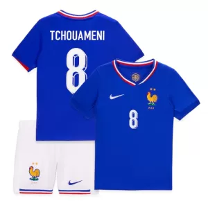 Fotbalové Dresy Francie Aurélien Tchouaméni 8 Dětské Domácí ME 2024 Fotbalové Dresy Francie Aurélien Tchouaméni 8 Dětské Domácí ME 2024