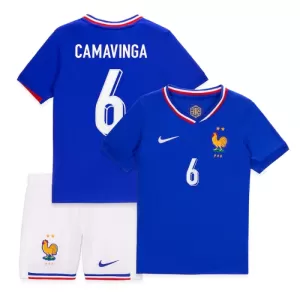 Fotbalové Dresy Francie Eduardo Camavinga 6 Dětské Domácí ME 2024 Fotbalové Dresy Francie Eduardo Camavinga 6 Dětské Domácí ME 2024