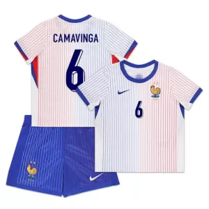 Fotbalové Dresy Francie Eduardo Camavinga 6 Dětské Venkovní ME 2024 Fotbalové Dresy Francie Eduardo Camavinga 6 Dětské Venkovní ME 2024
