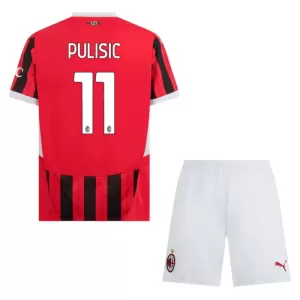 Fotbalové Dresy AC Milán Christian Pulišić 11 Dětské Domácí 2024-25 Fotbalové Dresy AC Milán Christian Pulišić 11 Dětské Domácí 2024-25