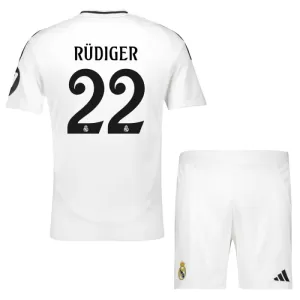 Fotbalové Dresy Real Madrid Rudiger 22 Dětské Domácí 2024-25 Fotbalové Dresy Real Madrid Rudiger 22 Dětské Domácí 2024-25