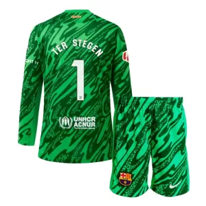Brankářské Fotbalové Dresy FC Barcelona Marc-André ter Stegen 1 Dětské Domácí 2024-25 Dlouhý Rukáv Brankářské Fotbalové Dresy FC Barcelona Marc-André ter Stegen 1 Dětské Domácí 2024-25 Dlouhý Rukáv