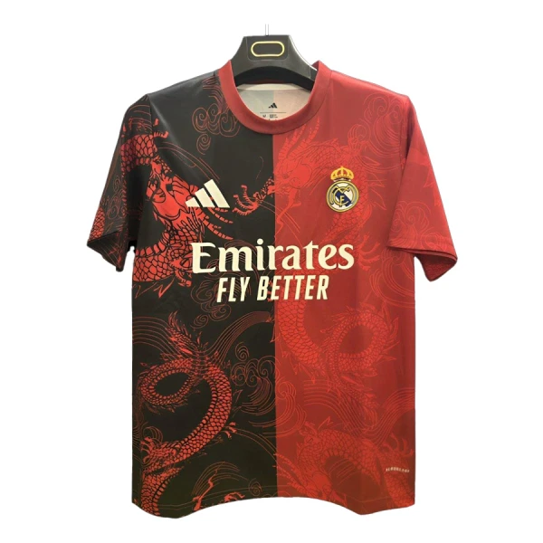 Fotbalové Dresy Real Madrid Dragon 2024-25 Červená Fotbalové Dresy Real Madrid Dragon 2024-25 Červená