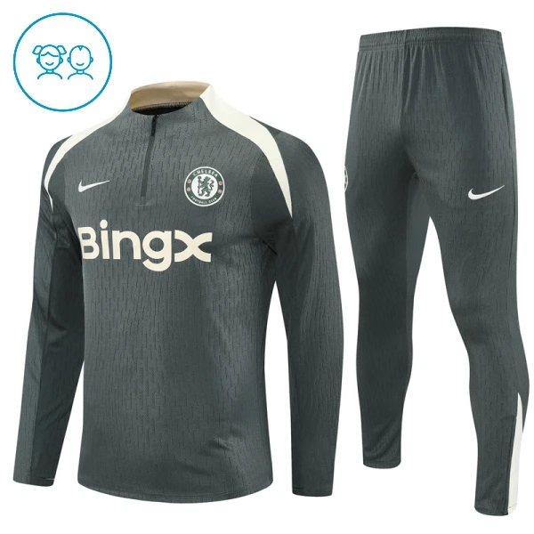 Chelsea FC Tréninkové Teplákové Soupravy Dětské 2025-26 Šedá Chelsea FC Tréninkové Teplákové Soupravy Dětské 2025-26 Šedá