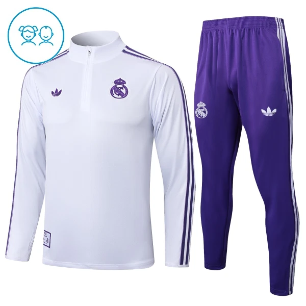 Real Madrid Tréninkové Teplákové Soupravy Dětské 2025-26 Bílá Real Madrid Tréninkové Teplákové Soupravy Dětské 2025-26 Bílá