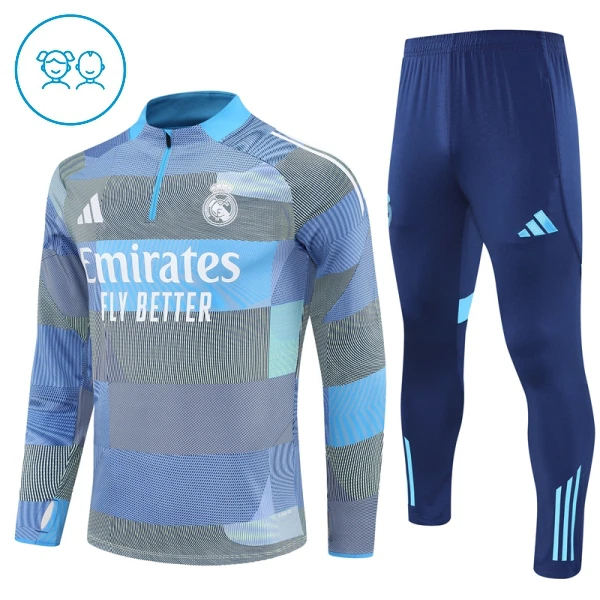 Real Madrid Tréninkové Teplákové Soupravy Dětské 2025-26 Modrá Real Madrid Tréninkové Teplákové Soupravy Dětské 2025-26 Modrá
