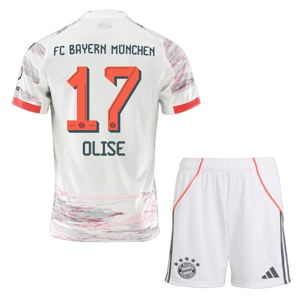 Fotbalové Dresy FC Bayern Mnichov Olise 17 Dětské Venkovní 2025-26 Fotbalové Dresy FC Bayern Mnichov Olise 17 Dětské Venkovní 2025-26