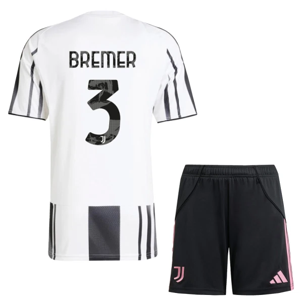 Fotbalové Dresy Juventus Bremer 3 Dětské Domácí 2025-26 Fotbalové Dresy Juventus Bremer 3 Dětské Domácí 2025-26