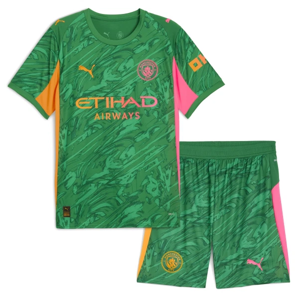Brankářské Fotbalové Dresy Manchester City Dětské 2025-26 Zelená Brankářské Fotbalové Dresy Manchester City Dětské 2025-26 Zelená