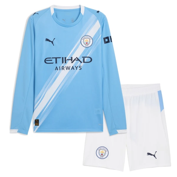 Fotbalové Dresy Manchester City Dětské Domácí 2025-26 Dlouhý Rukáv Fotbalové Dresy Manchester City Dětské Domácí 2025-26 Dlouhý Rukáv
