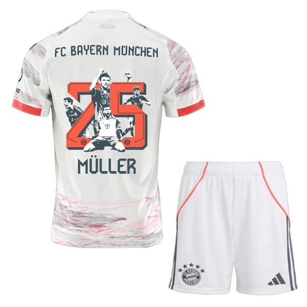 Fotbalové Dresy FC Bayern Mnichov Thomas Müller 25 Dětské Venkovní 2025-26 - Speciální