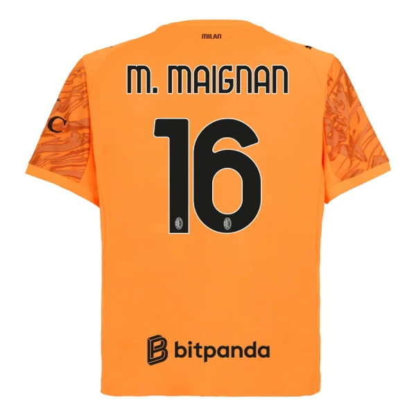 Brankářské Fotbalové Dresy AC Milán M. Maignan 16 2025-26 Oranžový Brankářské Fotbalové Dresy AC Milán M. Maignan 16 2025-26 Oranžový