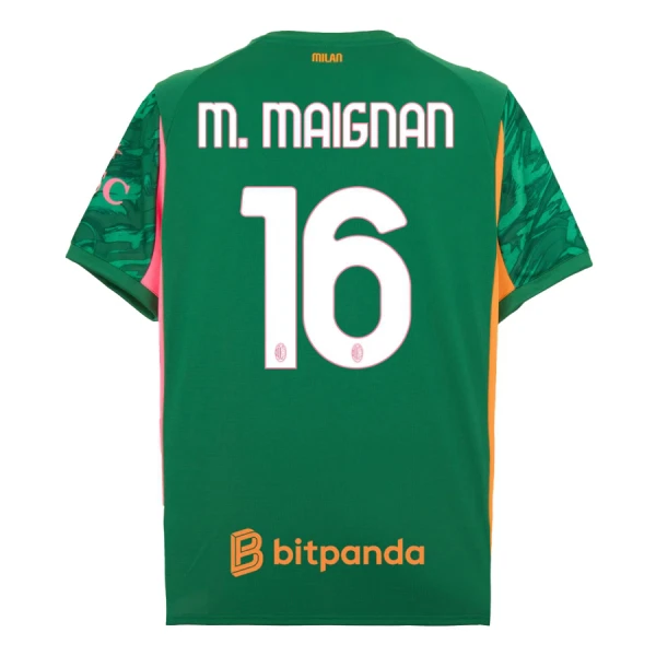 Brankářské Fotbalové Dresy AC Milán M. Maignan 16 2025-26 Zelená Brankářské Fotbalové Dresy AC Milán M. Maignan 16 2025-26 Zelená
