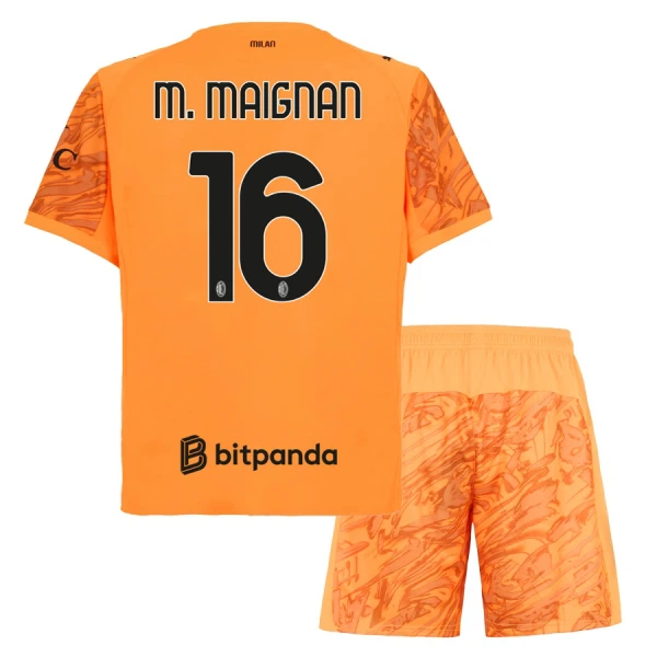 Brankářské Fotbalové Dresy AC Milán M. Maignan 16 Dětské 2025-26 Oranžový Brankářské Fotbalové Dresy AC Milán M. Maignan 16 Dětské 2025-26 Oranžový