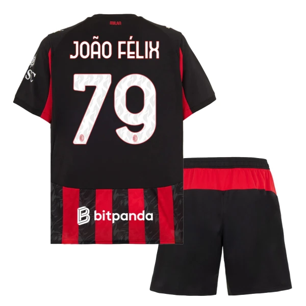 Fotbalové Dresy AC Milán João Félix 79 Dětské Domácí 2025-26 Fotbalové Dresy AC Milán João Félix 79 Dětské Domácí 2025-26