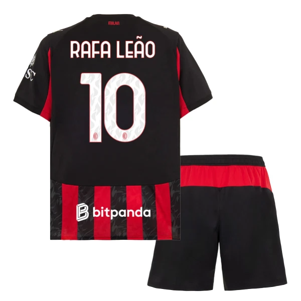 Fotbalové Dresy AC Milán Rafael Leão 10 Dětské Domácí 2025-26 Fotbalové Dresy AC Milán Rafael Leão 10 Dětské Domácí 2025-26