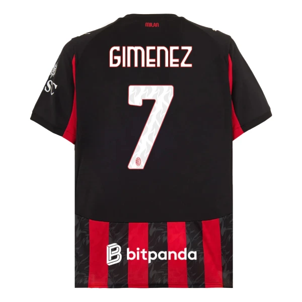 Fotbalové Dresy AC Milán Santiago Gimenez 7 Domácí 2025-26 Fotbalové Dresy AC Milán Santiago Gimenez 7 Domácí 2025-26