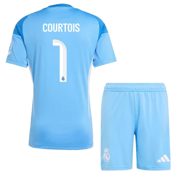 Brankářské Fotbalové Dresy Real Madrid Thibaut Courtois 1 Dětské 2025-26 Brankářské Fotbalové Dresy Real Madrid Thibaut Courtois 1 Dětské 2025-26