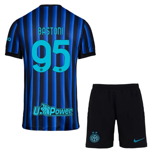 Fotbalové Dresy Inter Milán Bastoni 95 Dětské Domácí 2025-26 Fotbalové Dresy Inter Milán Bastoni 95 Dětské Domácí 2025-26