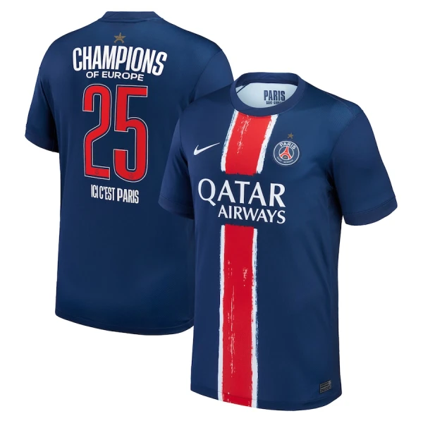 Fotbalové Dresy Paris Saint-Germain 1 Star Champions of Europe Domácí 2024-25 Fotbalové Dresy Paris Saint-Germain 1 Star Champions of Europe Domácí 2024-25