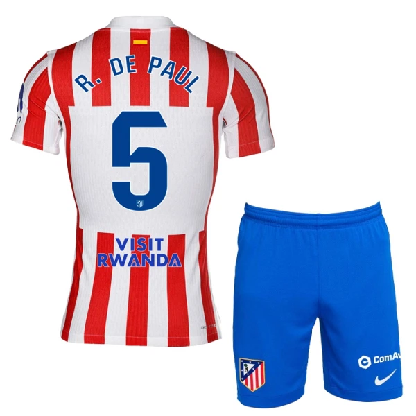 Fotbalové Dresy Atlético Madrid Rodrigo de Paul 5 Dětské Domácí 2025-26 Fotbalové Dresy Atlético Madrid Rodrigo de Paul 5 Dětské Domácí 2025-26