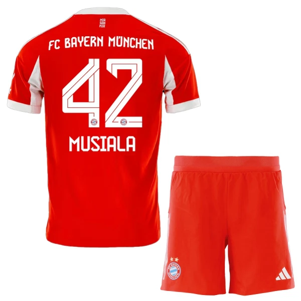 Fotbalové Dresy FC Bayern Mnichov Jamal Musiala 42 Dětské Domácí 2025-26 Fotbalové Dresy FC Bayern Mnichov Jamal Musiala 42 Dětské Domácí 2025-26