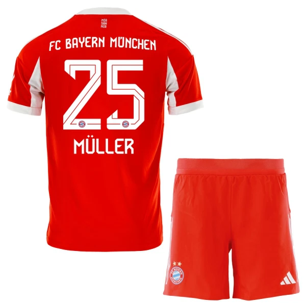 Fotbalové Dresy FC Bayern Mnichov Thomas Müller 25 Dětské Domácí 2025-26 Fotbalové Dresy FC Bayern Mnichov Thomas Müller 25 Dětské Domácí 2025-26