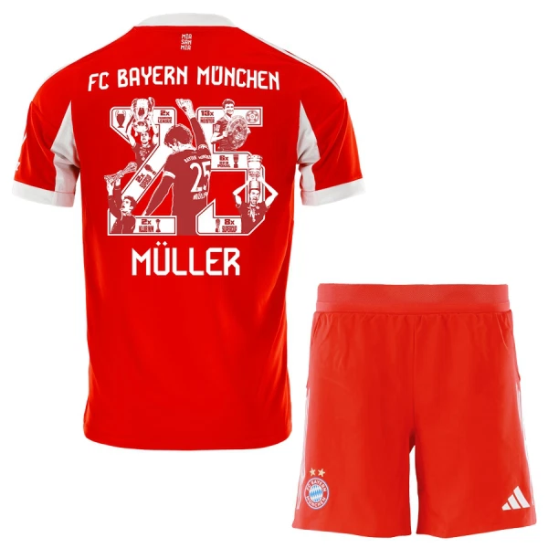 Fotbalové Dresy FC Bayern Mnichov Thomas Müller 25 Dětské Domácí 2025-26 - Speciální Fotbalové Dresy FC Bayern Mnichov Thomas Müller 25 Dětské Domácí 2025-26 - Speciální