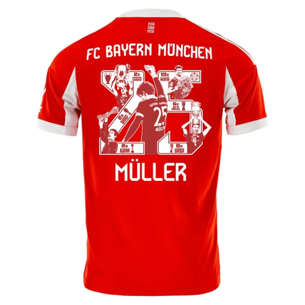 Fotbalové Dresy FC Bayern Mnichov Thomas Müller 25 Domácí 2025-26 - Speciální Fotbalové Dresy FC Bayern Mnichov Thomas Müller 25 Domácí 2025-26 - Speciální