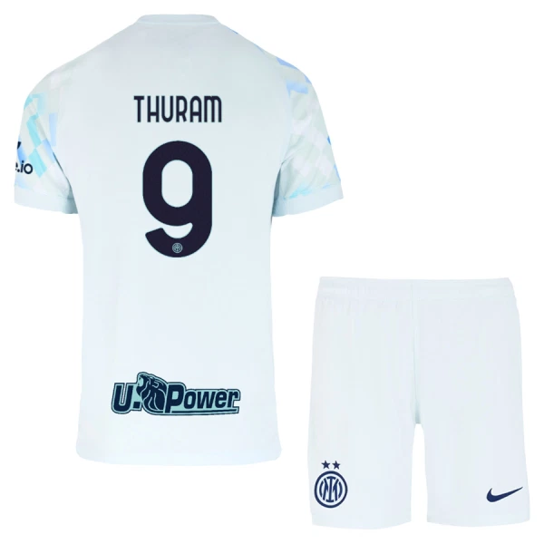 Fotbalové Dresy Inter Milán Thuram 9 Dětské Venkovní 2025-26 Fotbalové Dresy Inter Milán Thuram 9 Dětské Venkovní 2025-26