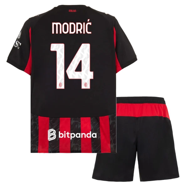 Fotbalové Dresy AC Milán Luka Modric 14 Dětské Domácí 2025-26 Fotbalové Dresy AC Milán Luka Modric 14 Dětské Domácí 2025-26
